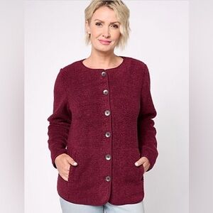 Susan Graver NEW weekend knit boucle collarless jacket-size L